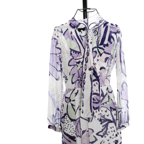 Burberry Floral Print Silk Smock Dress - Size 36 - Picture 8 of 8